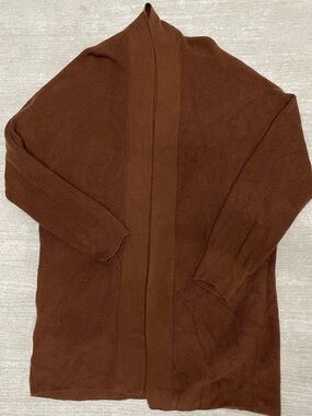 Lululemon Merino Wool-Blend Ribbed Long Wrap Sweater Roasted Brown size 12